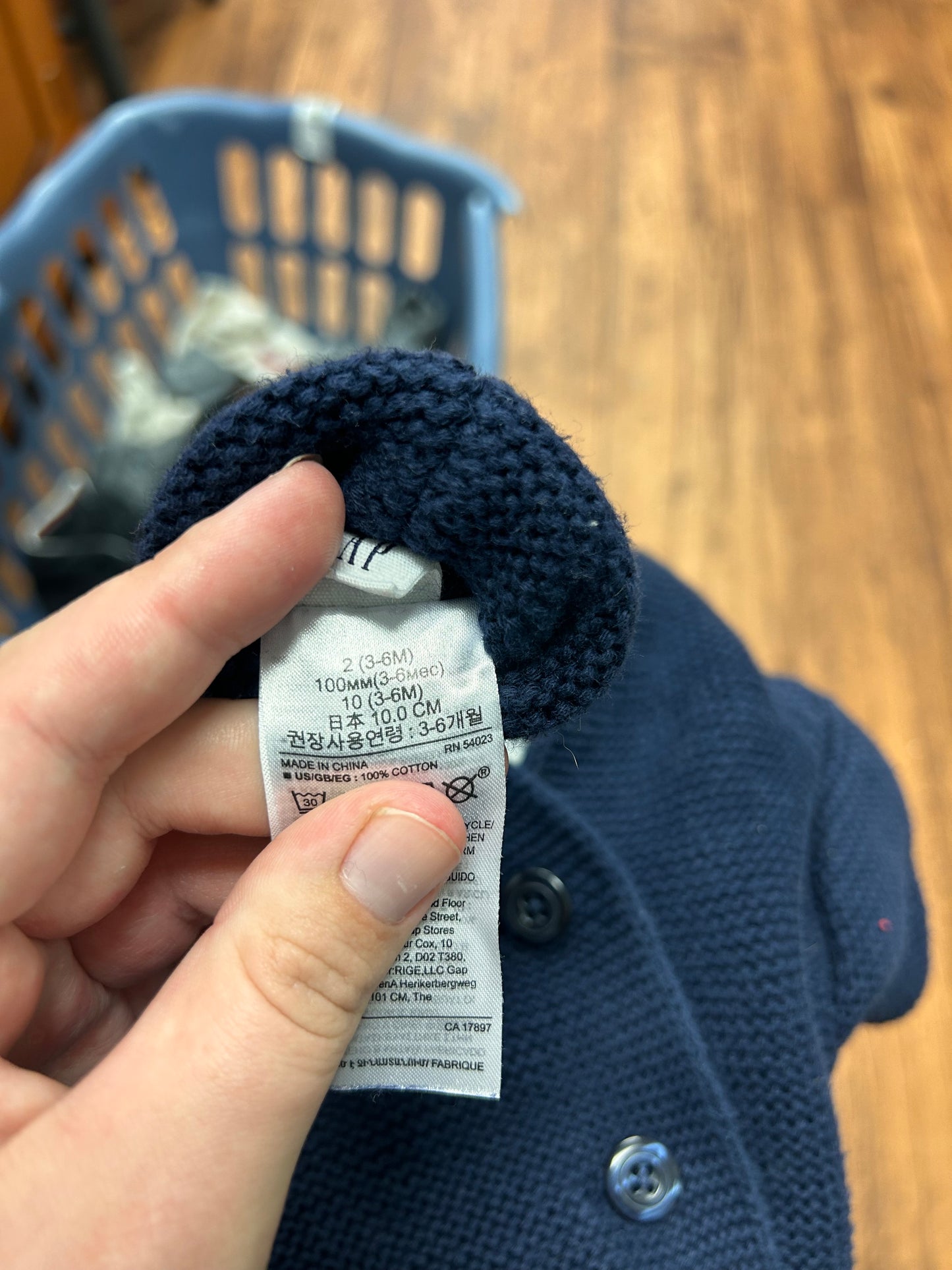 Gap 6/12m blue knit jacket and booties set