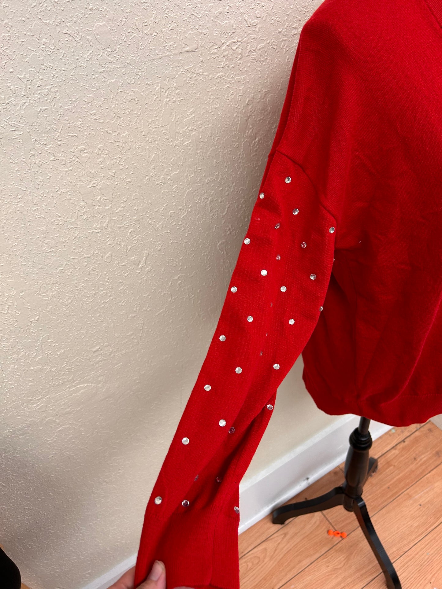 NEW Michael Kors 1x red sequin sweater