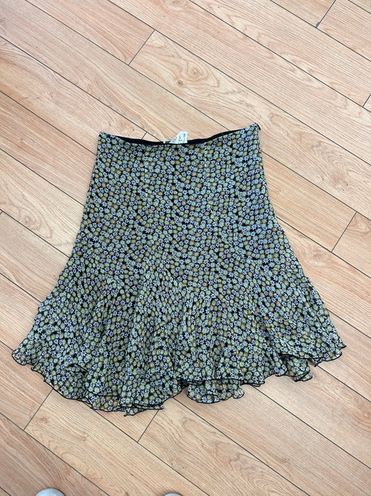 Vintage Zoe 10 green & yellow floral skirt