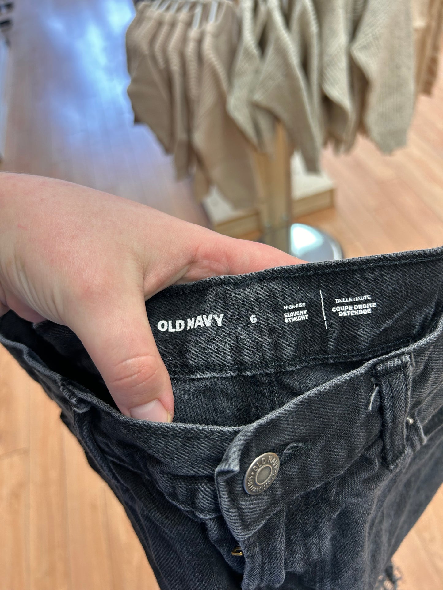 Old navy 6 black denim distressed shorts