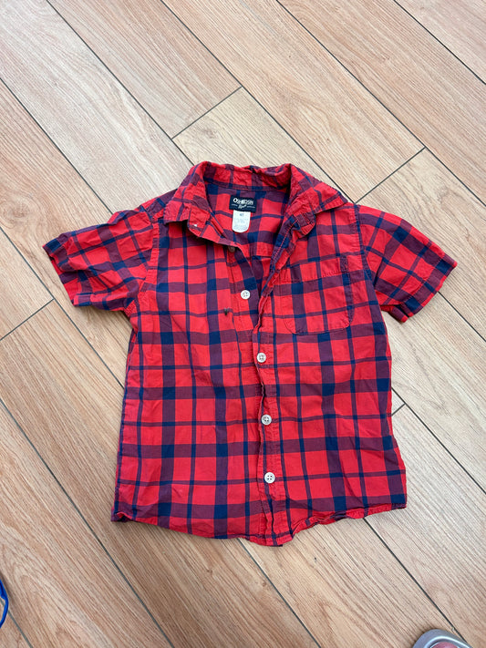 Oshkosh 4t red & blue plaid button up shirt