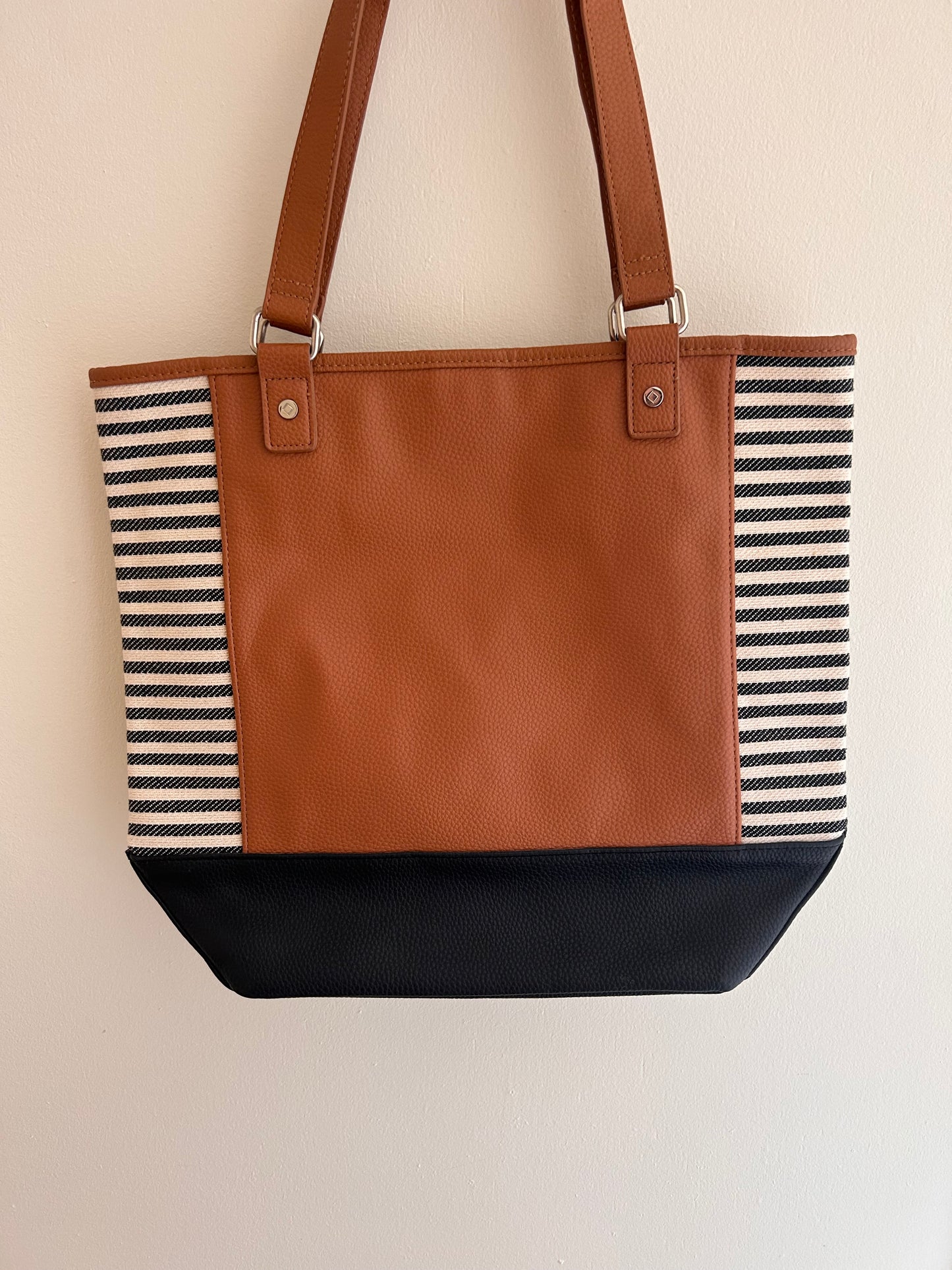 31 brown & black striped tote bag