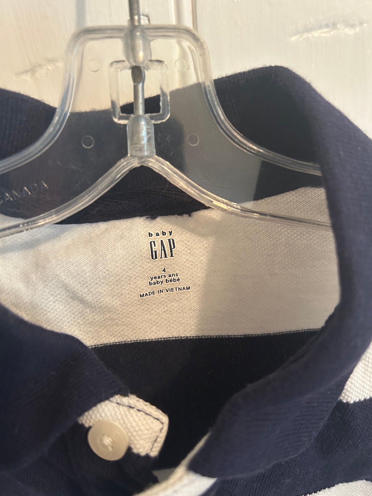 Gap 4t navy & white striped polo