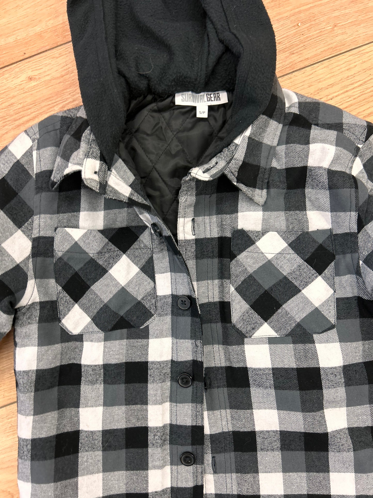 Survival gear youth small black gingham Shacket