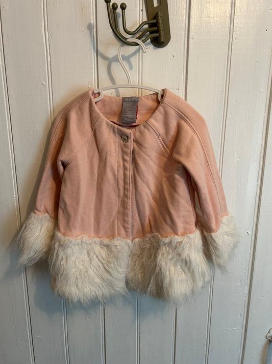 Tahari 3t pink faux fur jacket
