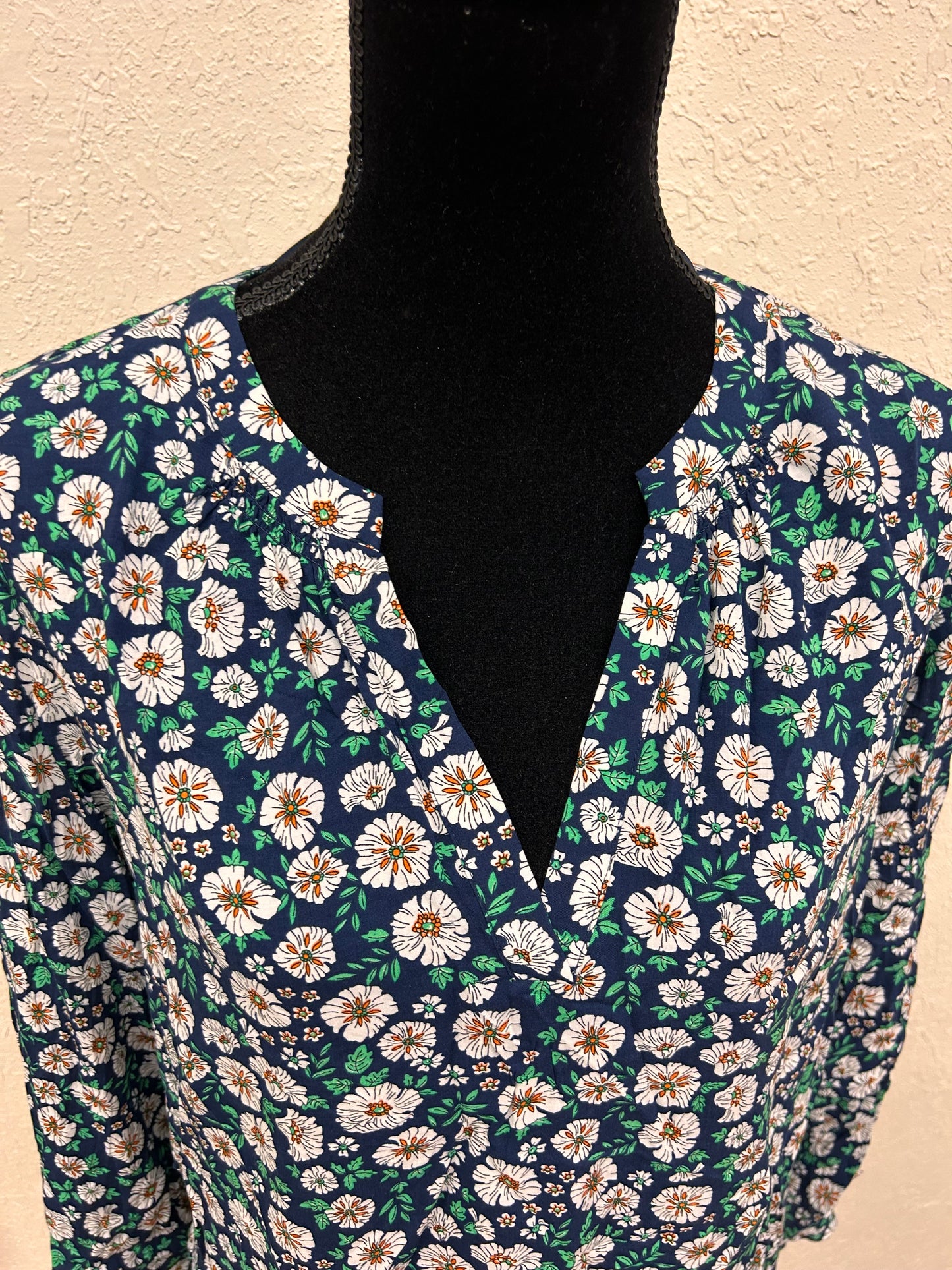 Esprit 8 blue & green floral long sleeve blouse