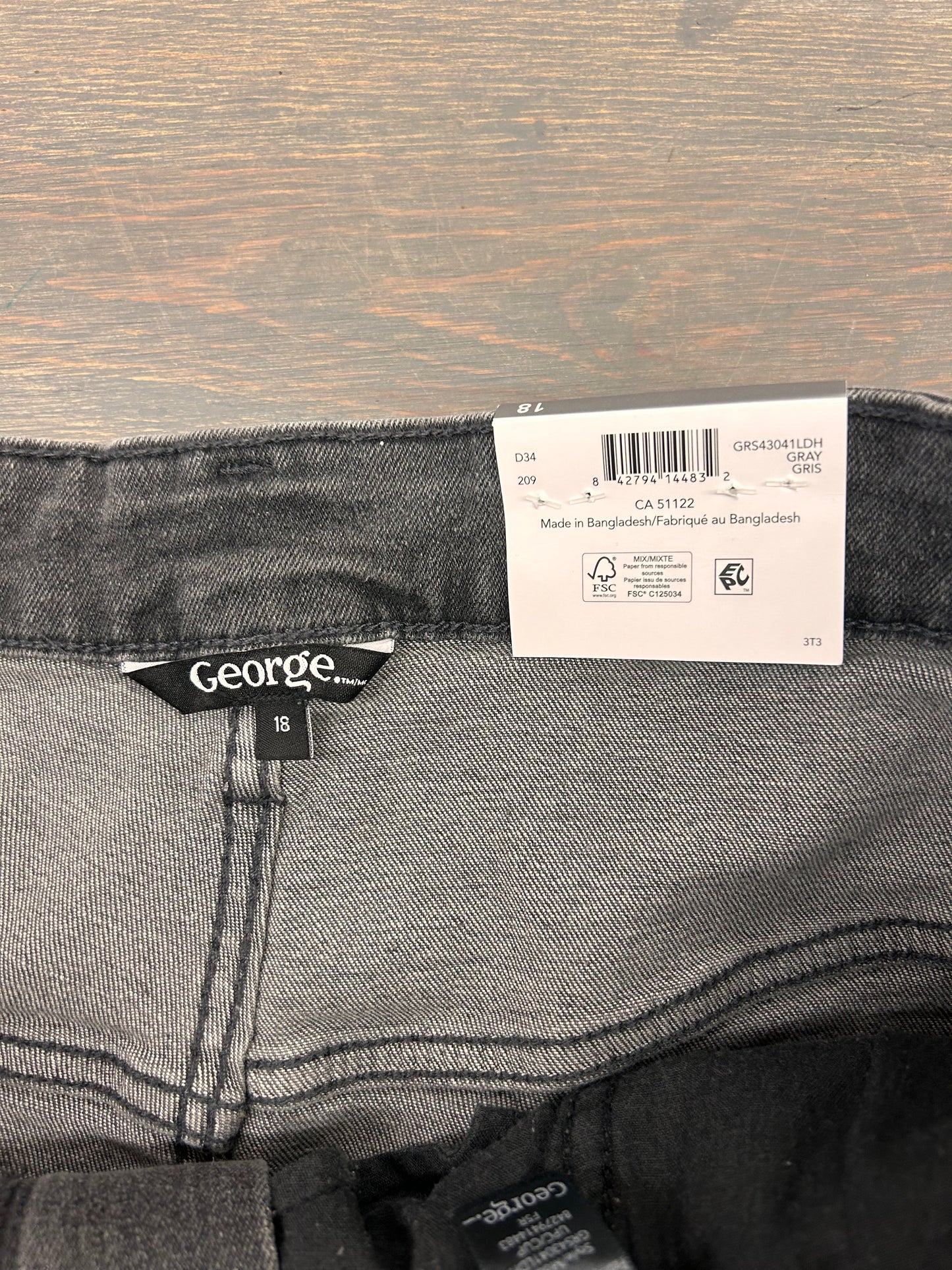 NEW George 18 black denim shorts