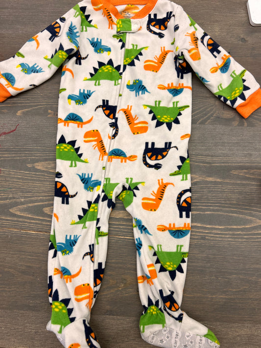 Carters 18m orange & green Dino fleece zip up sleeper