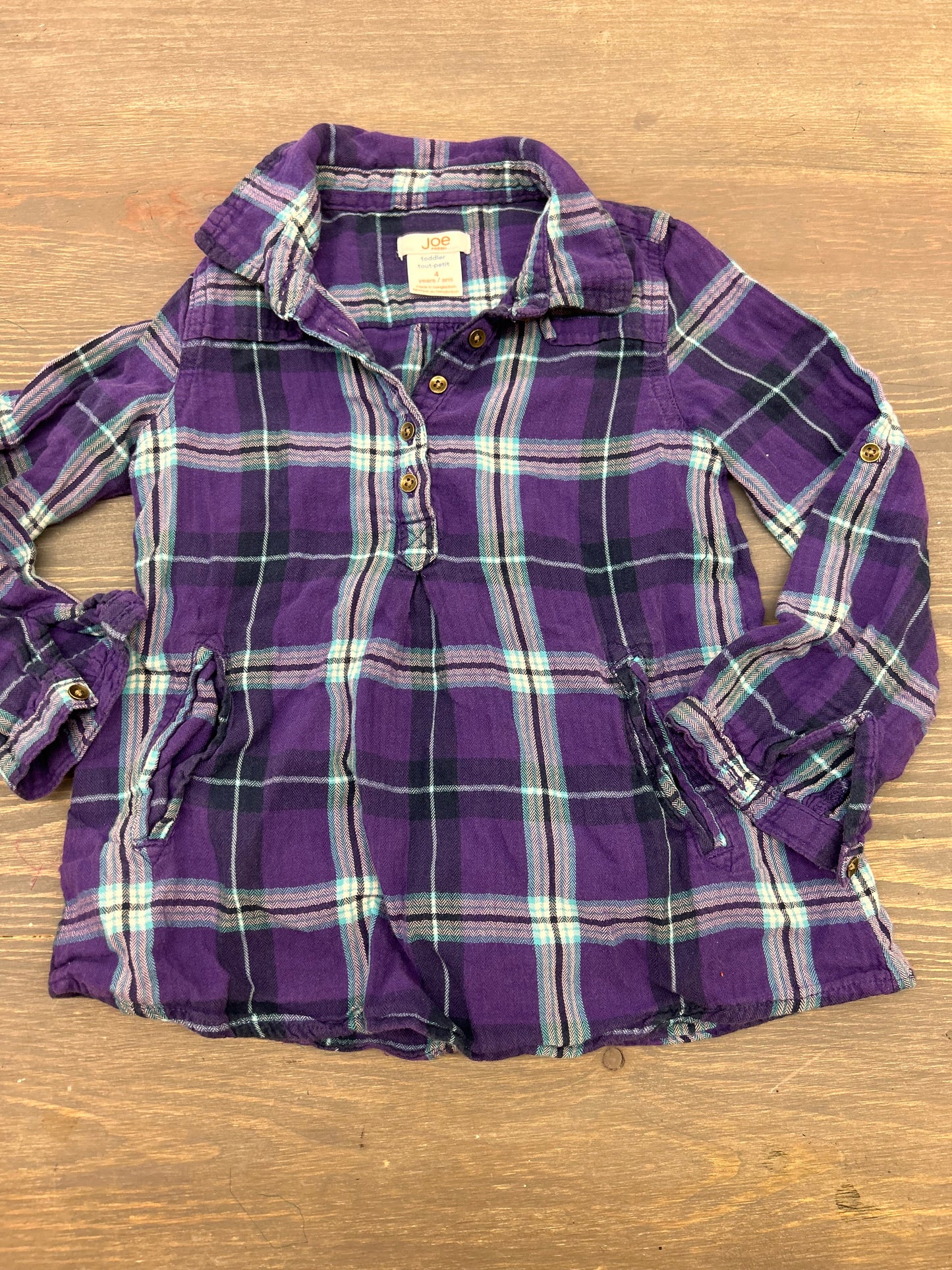 Joe fresh 4t purple plaid top