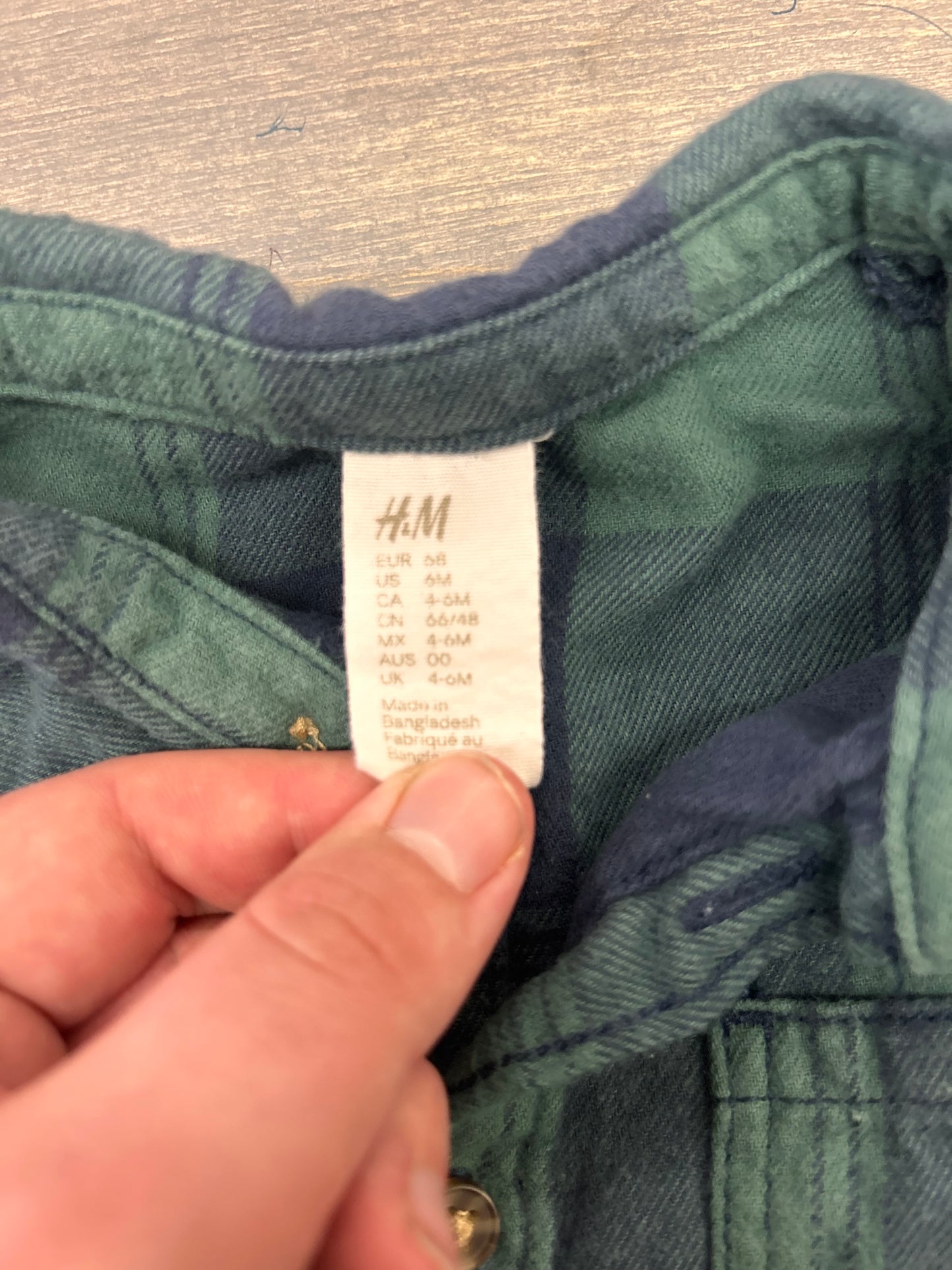 H&M 6m blue & green flannel