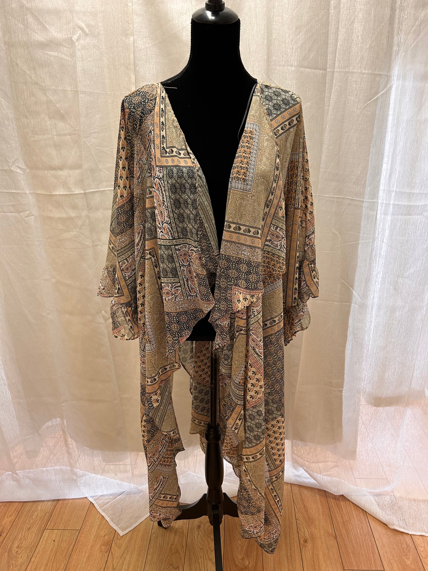 Entro large Patchwork sheer kimono