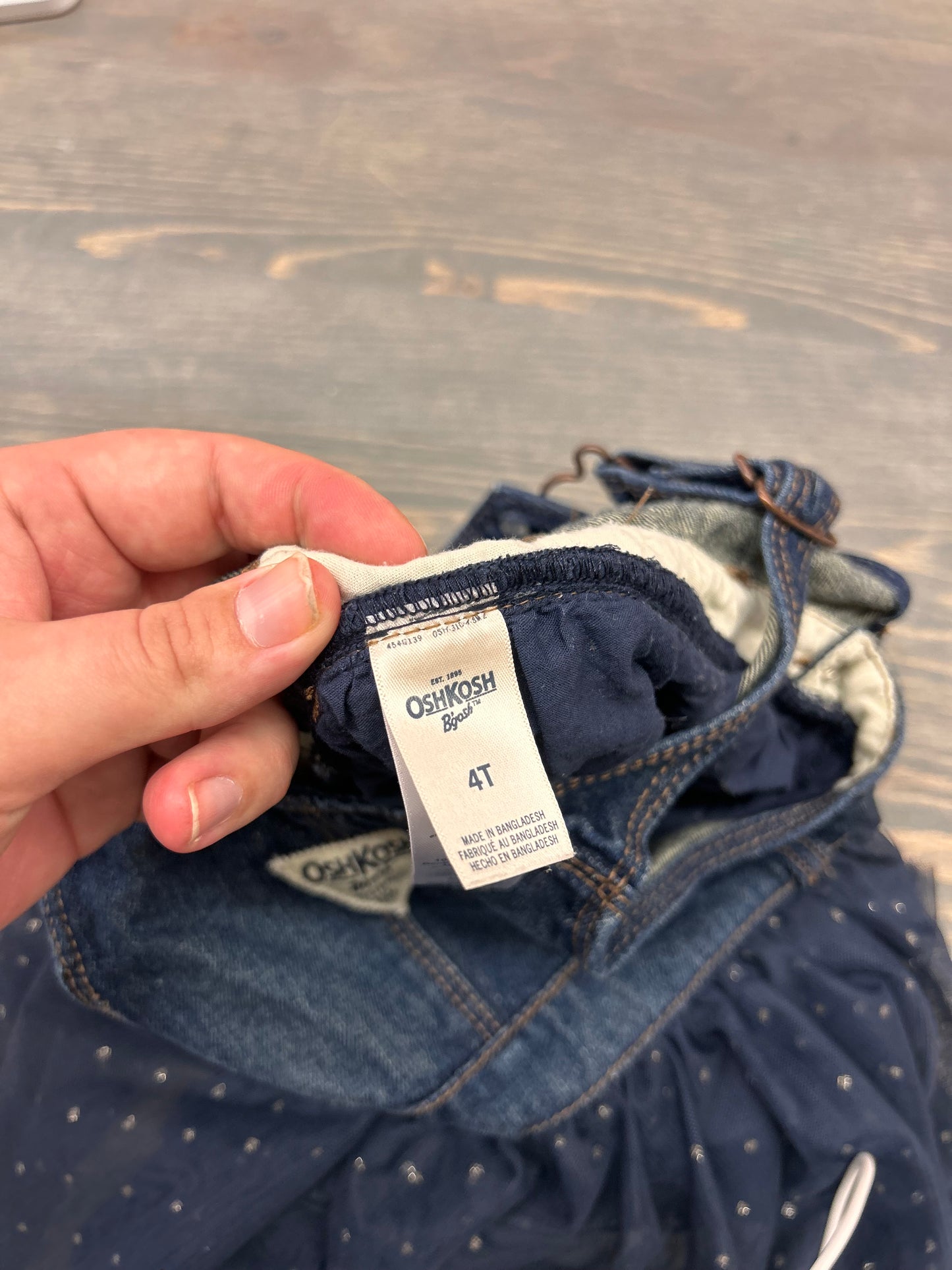 Oshkosh 4t blue tulle denim overalls