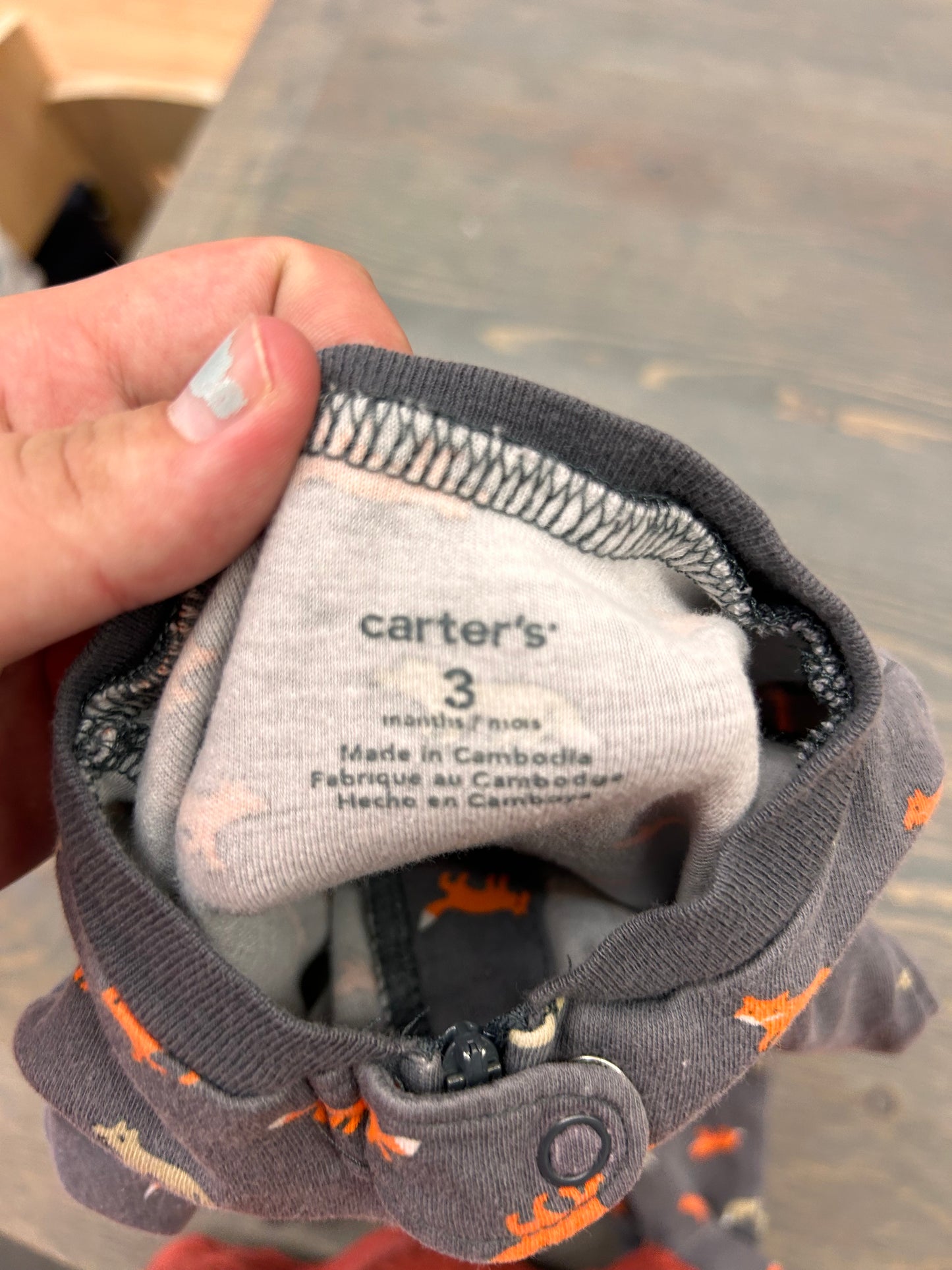 Carters 3m grey & orange fox sleeper