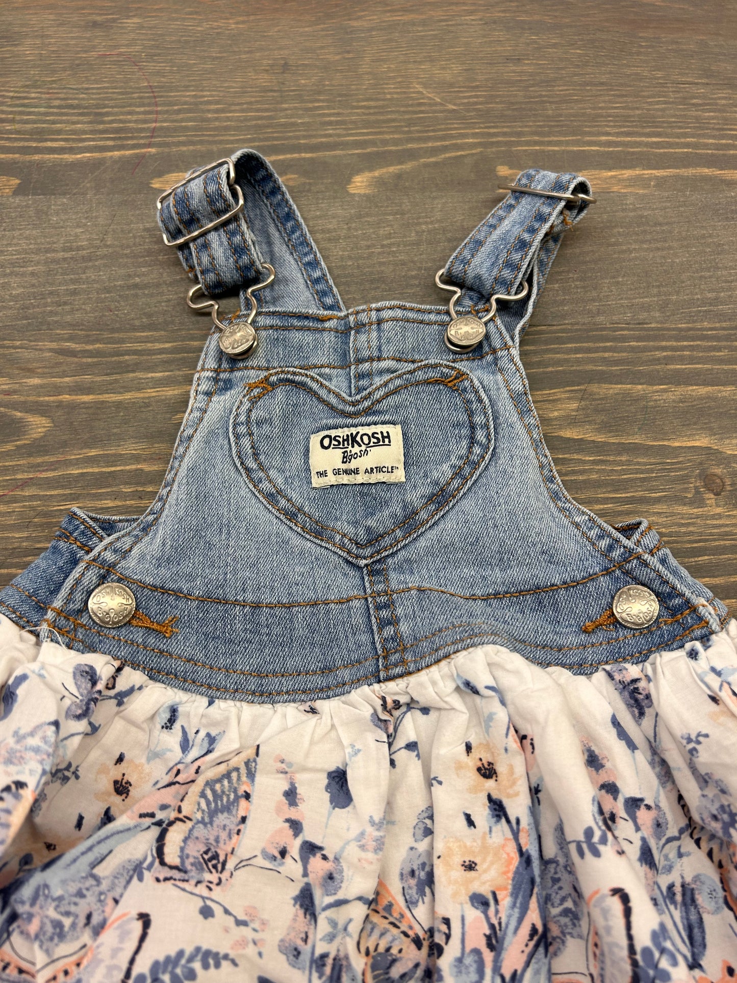 Oshkosh 6m floral skirted overalls