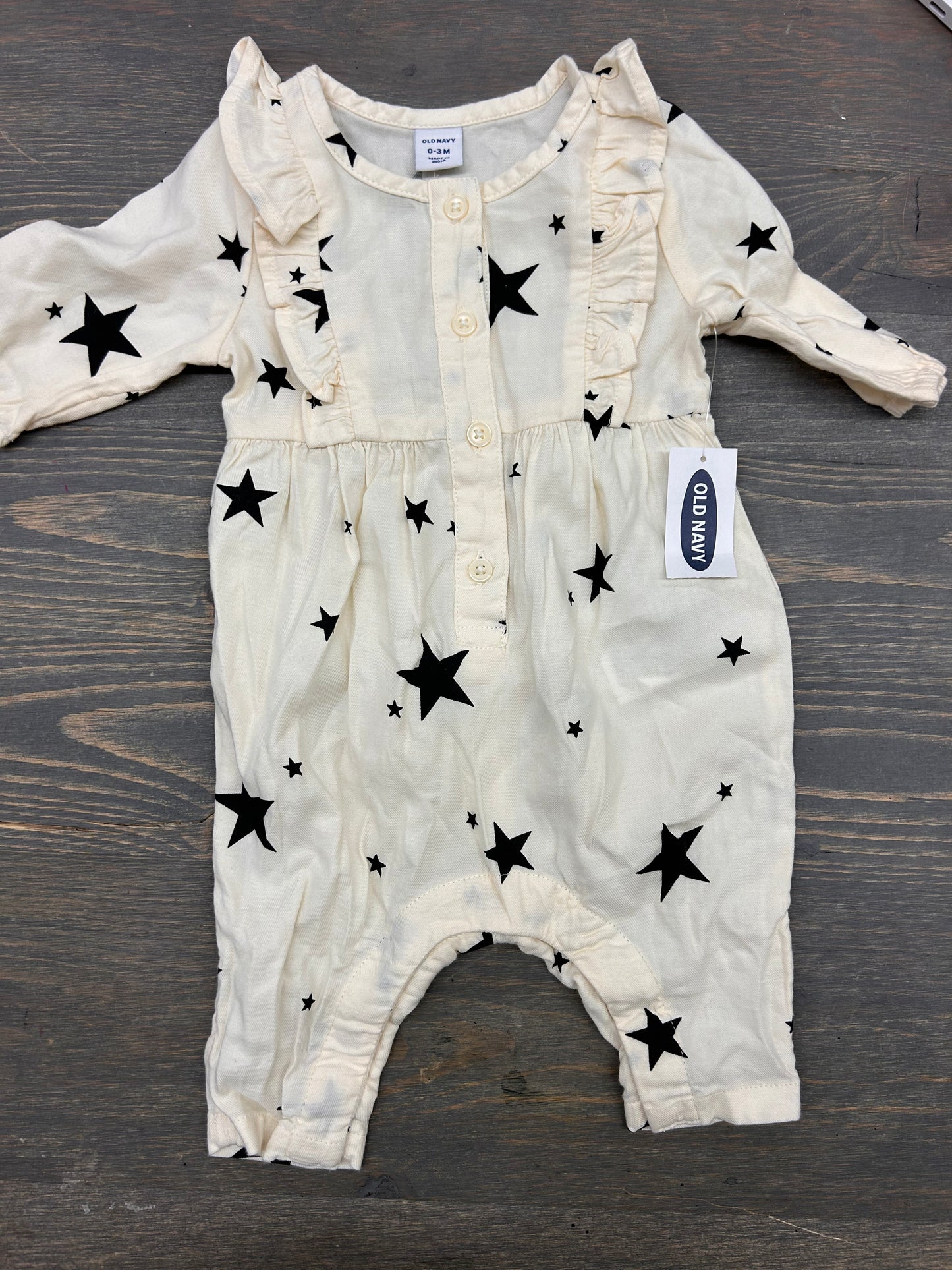 NEW old navy 0/3m black & white star romper