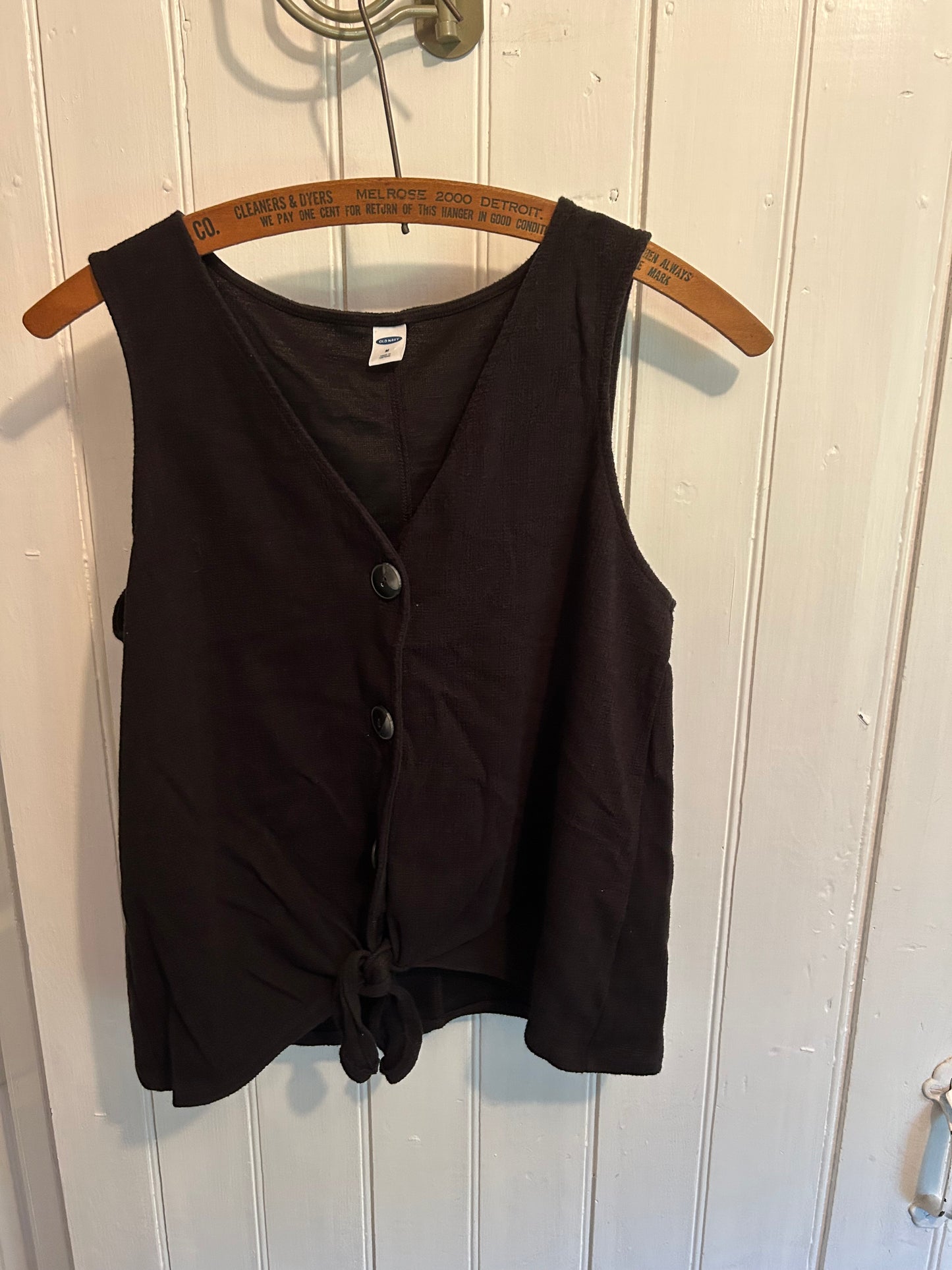 Old navy medium black button up tie tank top