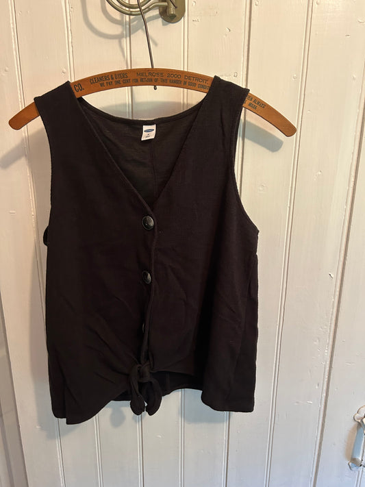 Old navy medium black button up tie tank top