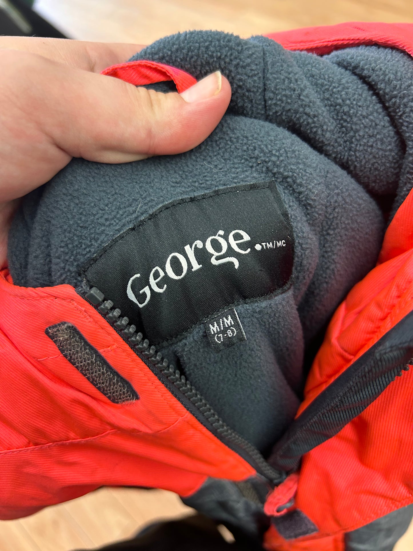 George 7/8 grey & neon pink winter jacket