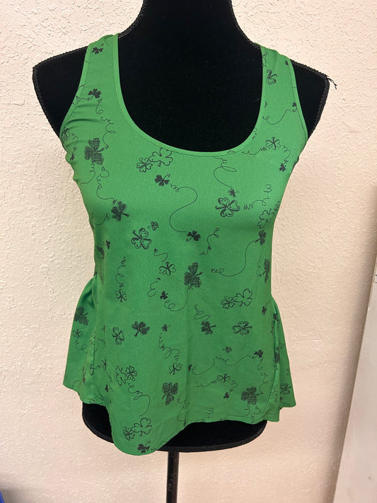 Xhiliration xs green 4 leaf clover tank