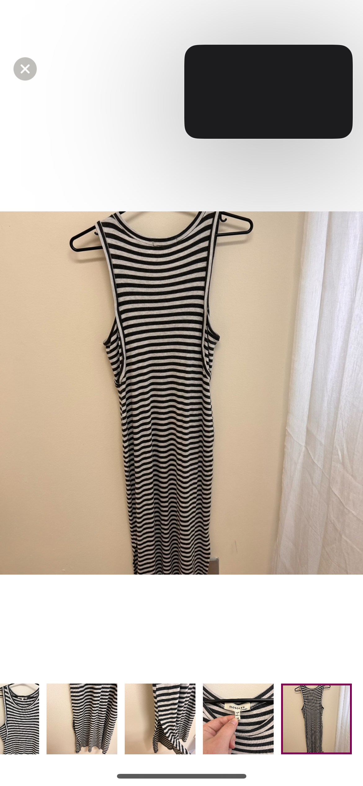 Monteau medium grey striped midi bodycon dress