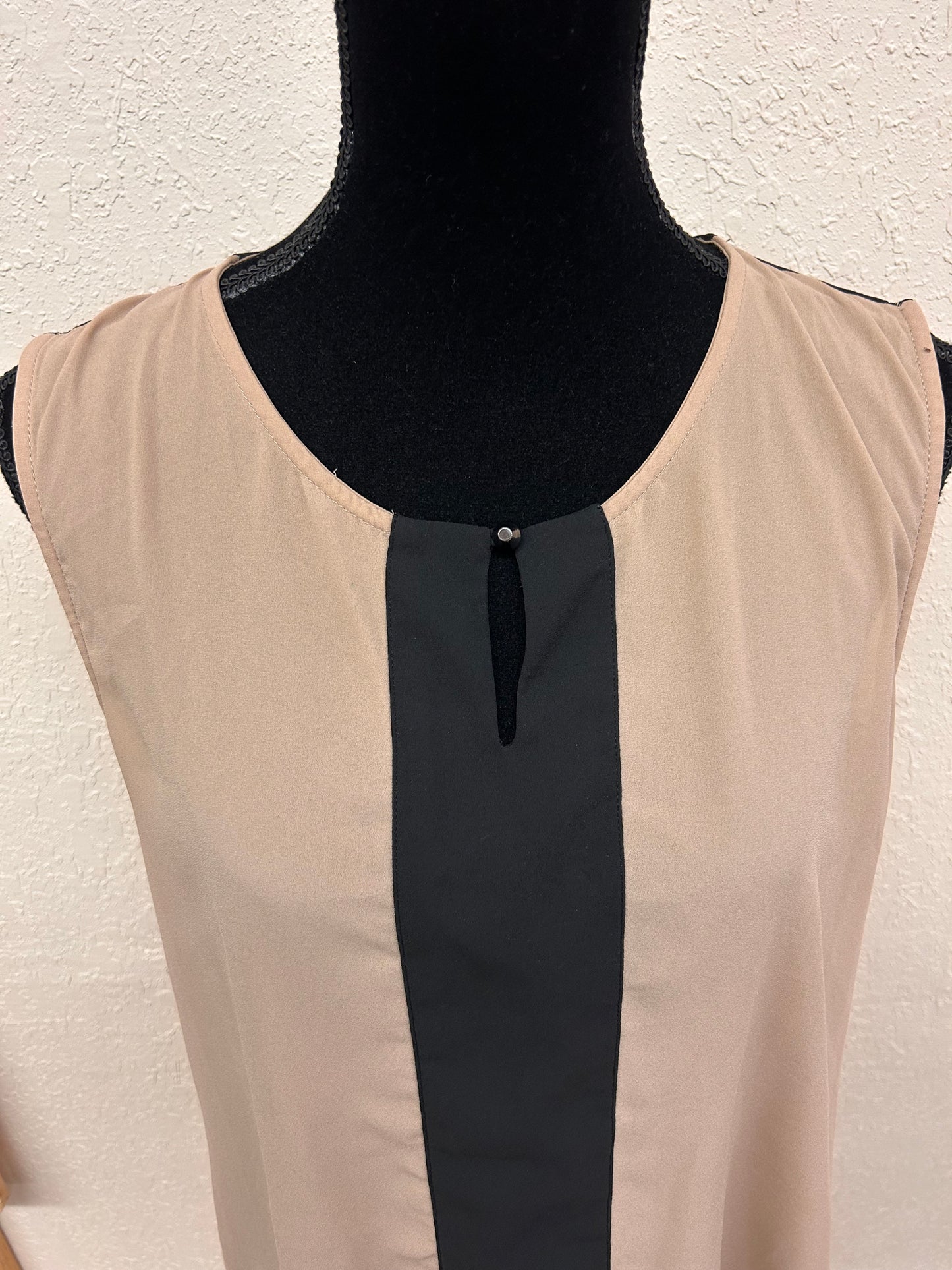 Faith & joy medium brown & black tank blouse