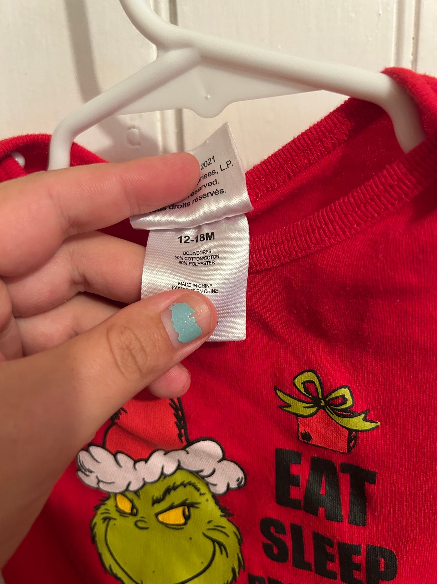 Grinch 12/18m repeat onesie