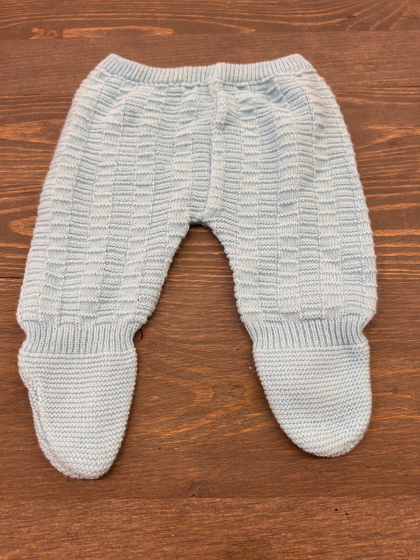 Handmade 6m blue knit footed pants