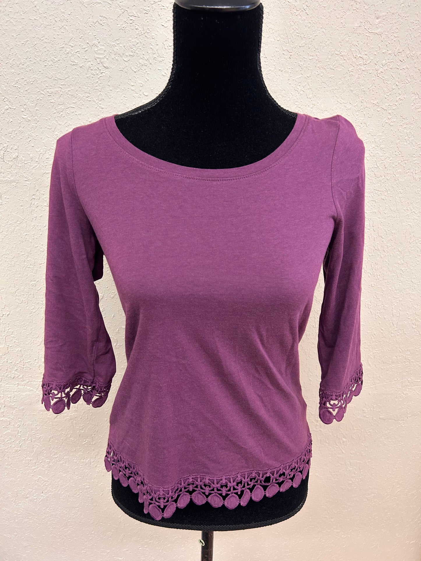 Cleo petites xs purple embroidered gel blouse