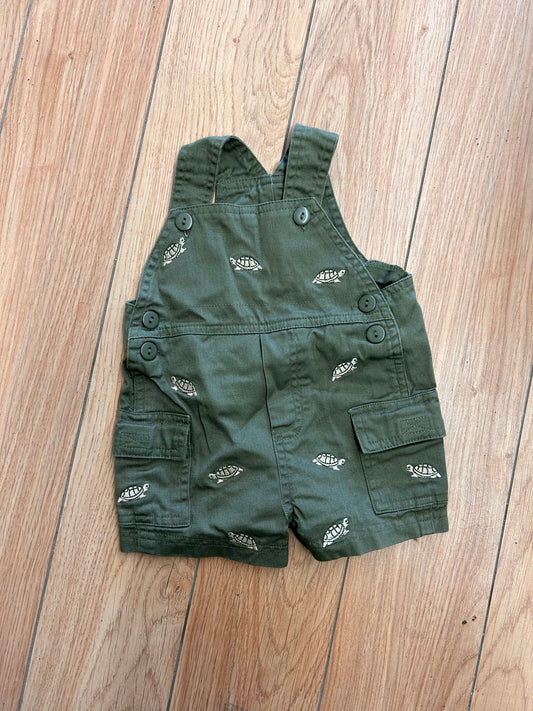 3/6m green turtle overalls