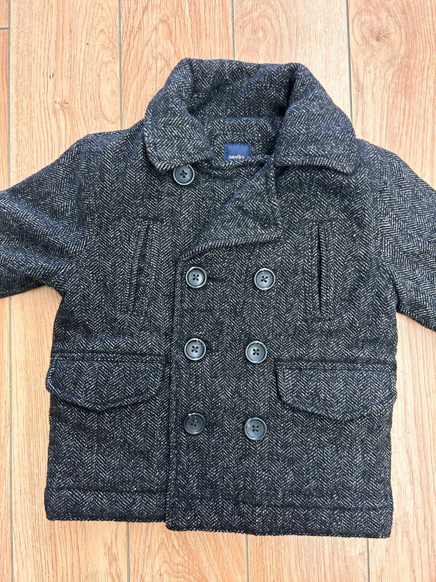 Gap 2t grey felt button up pea coat