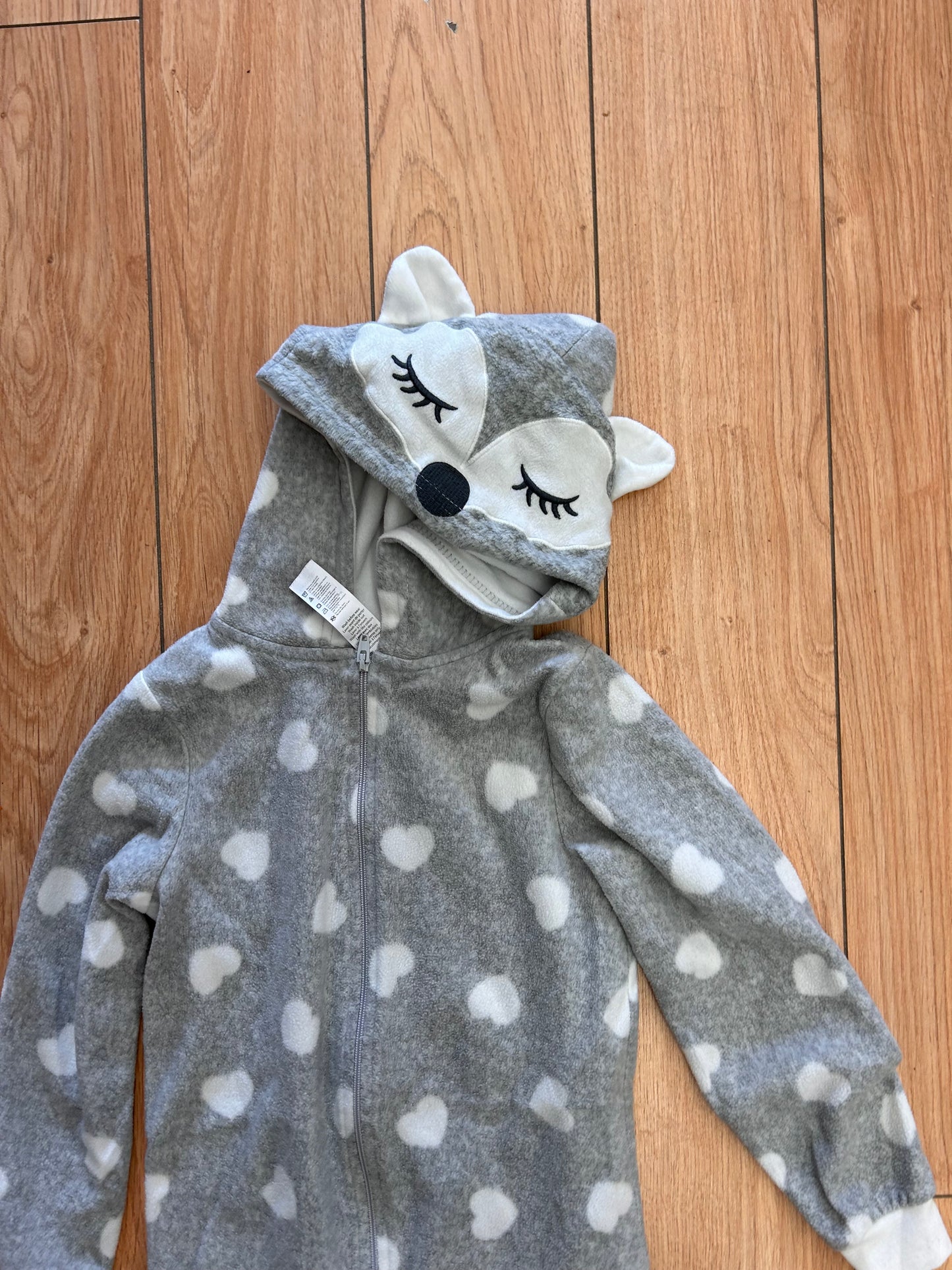 George 4/5 grey heart animal fleece romper