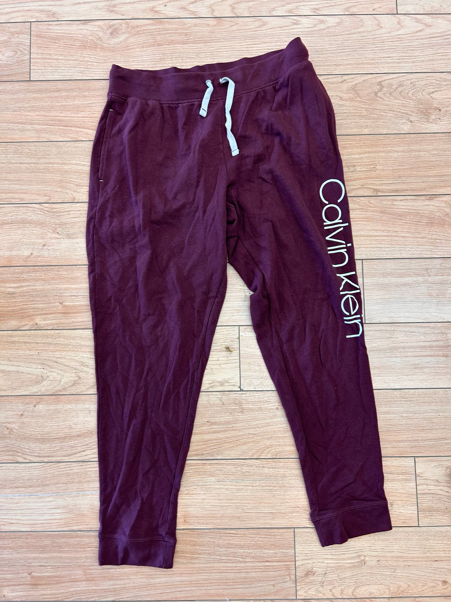 Calvin Klein large burgundy joggers