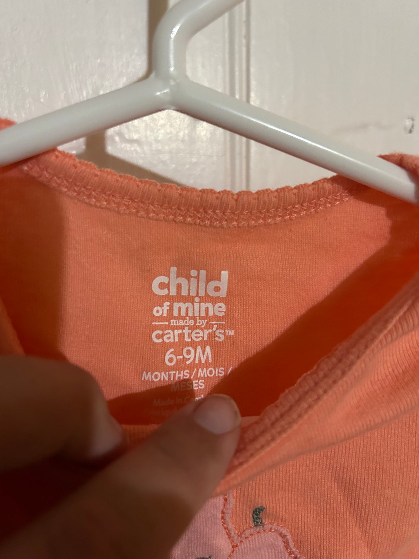 Carters 6/9m orange pear onesie