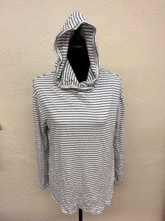 Daily ritual large black & white striped hoodie