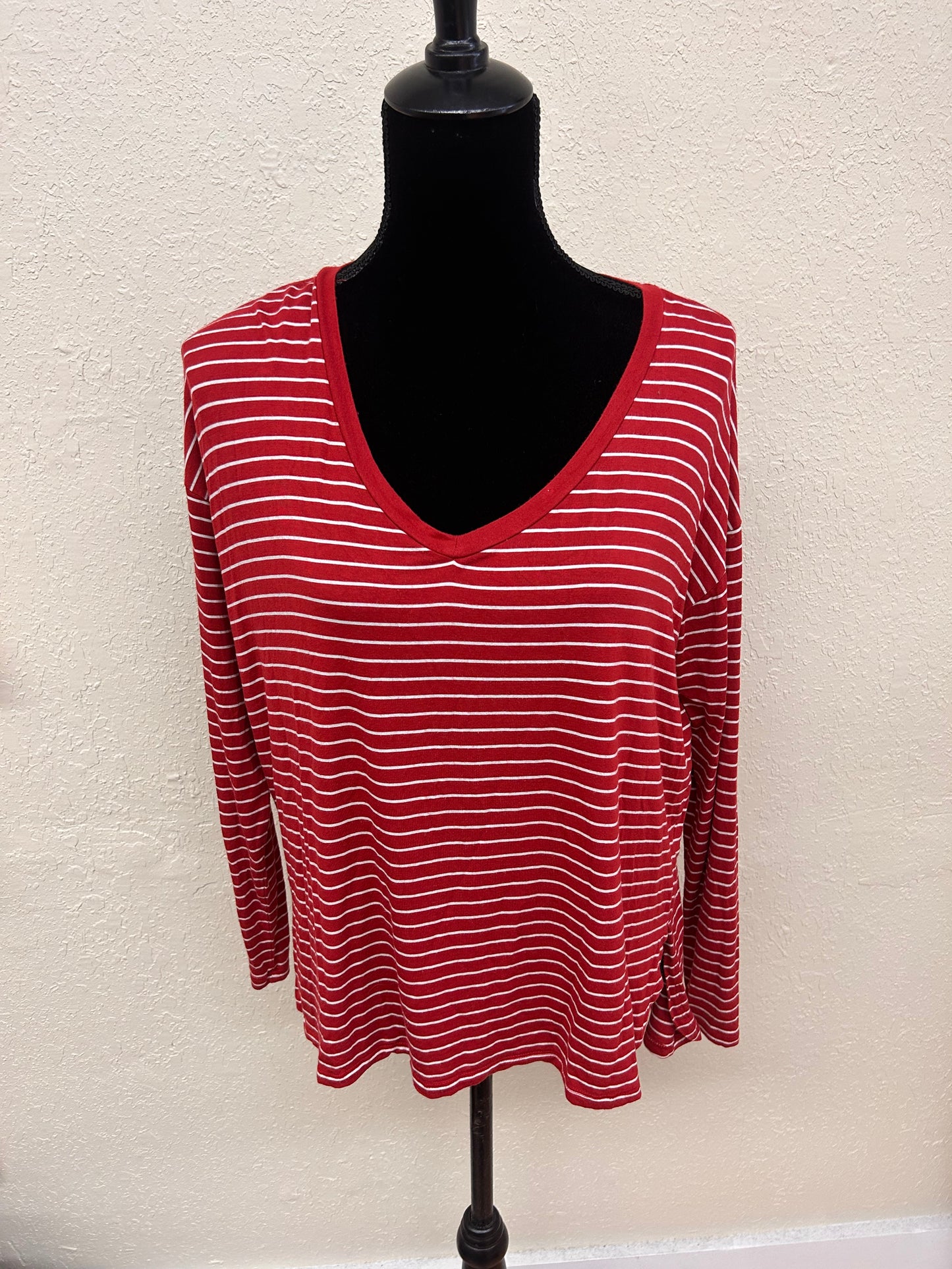 American eagle small red striped long sleeve top