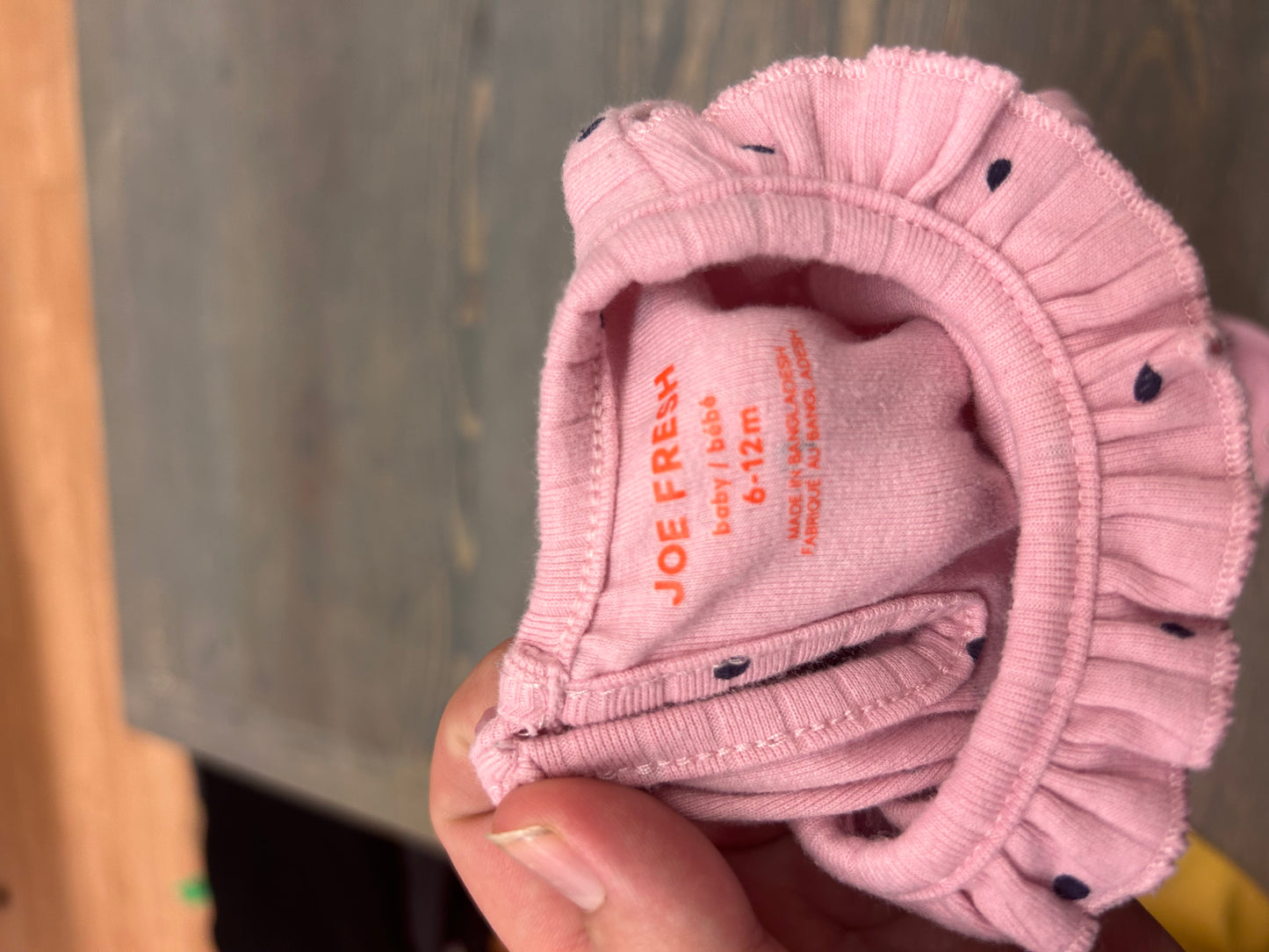 Joe fresh 6/12m pink polka dot onesie