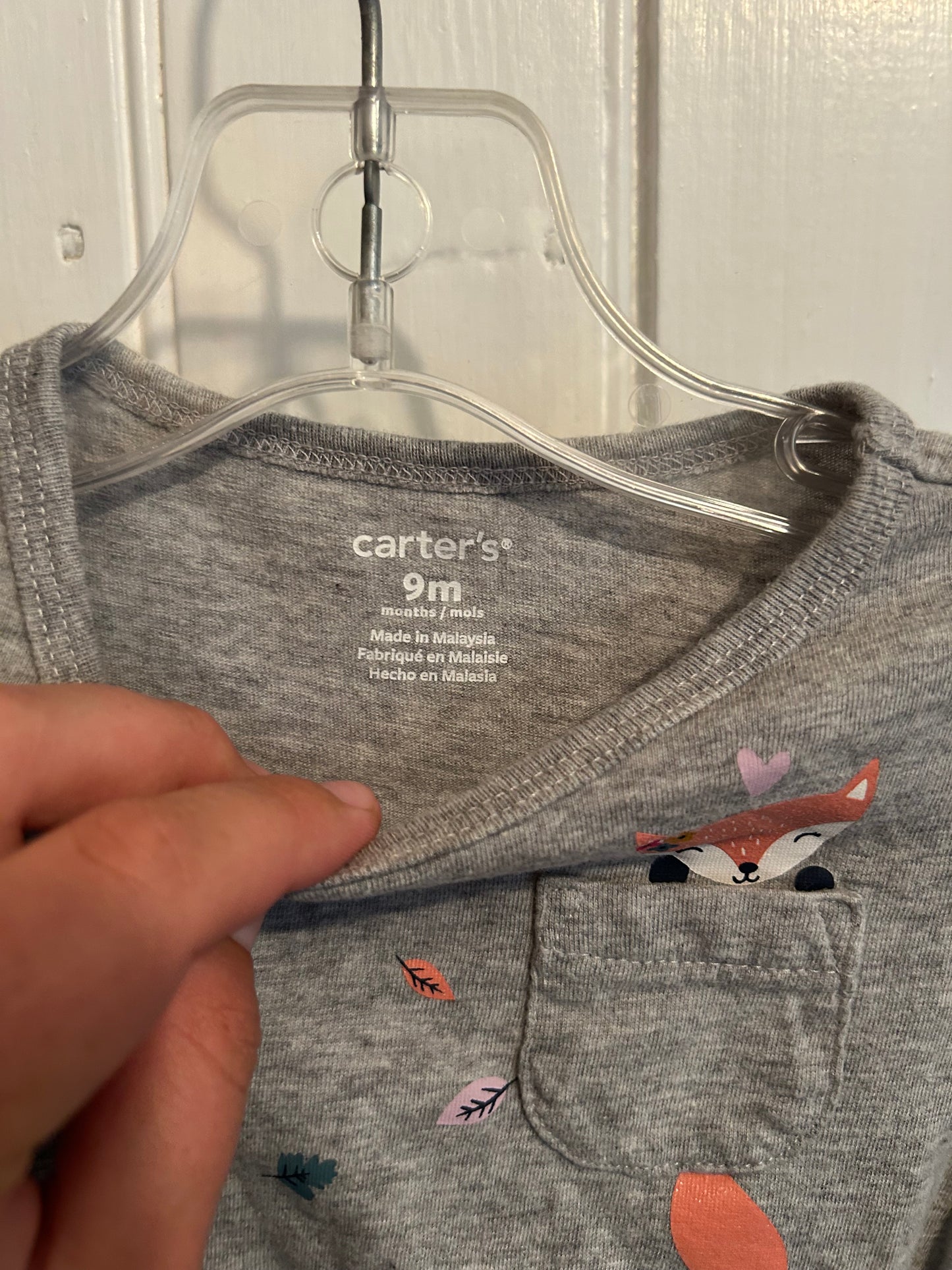 Carters 9m grey fox tie top