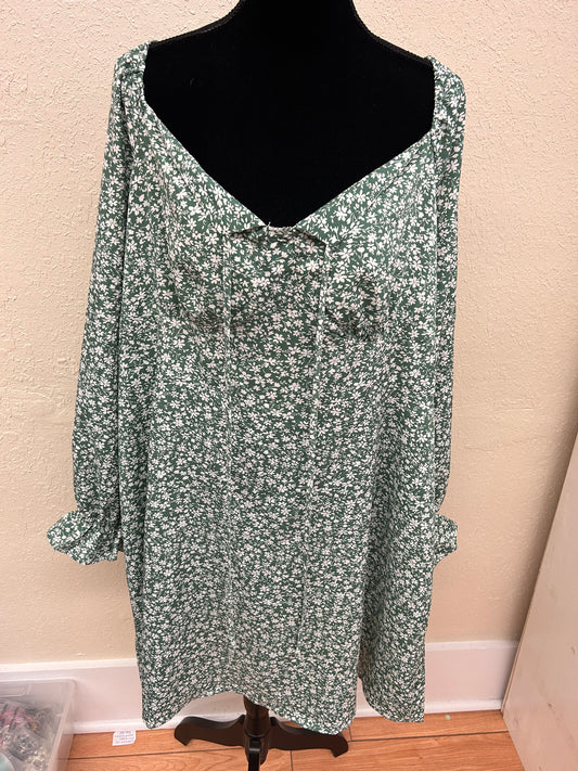 NEW blooming chic 20 green floral mini dress