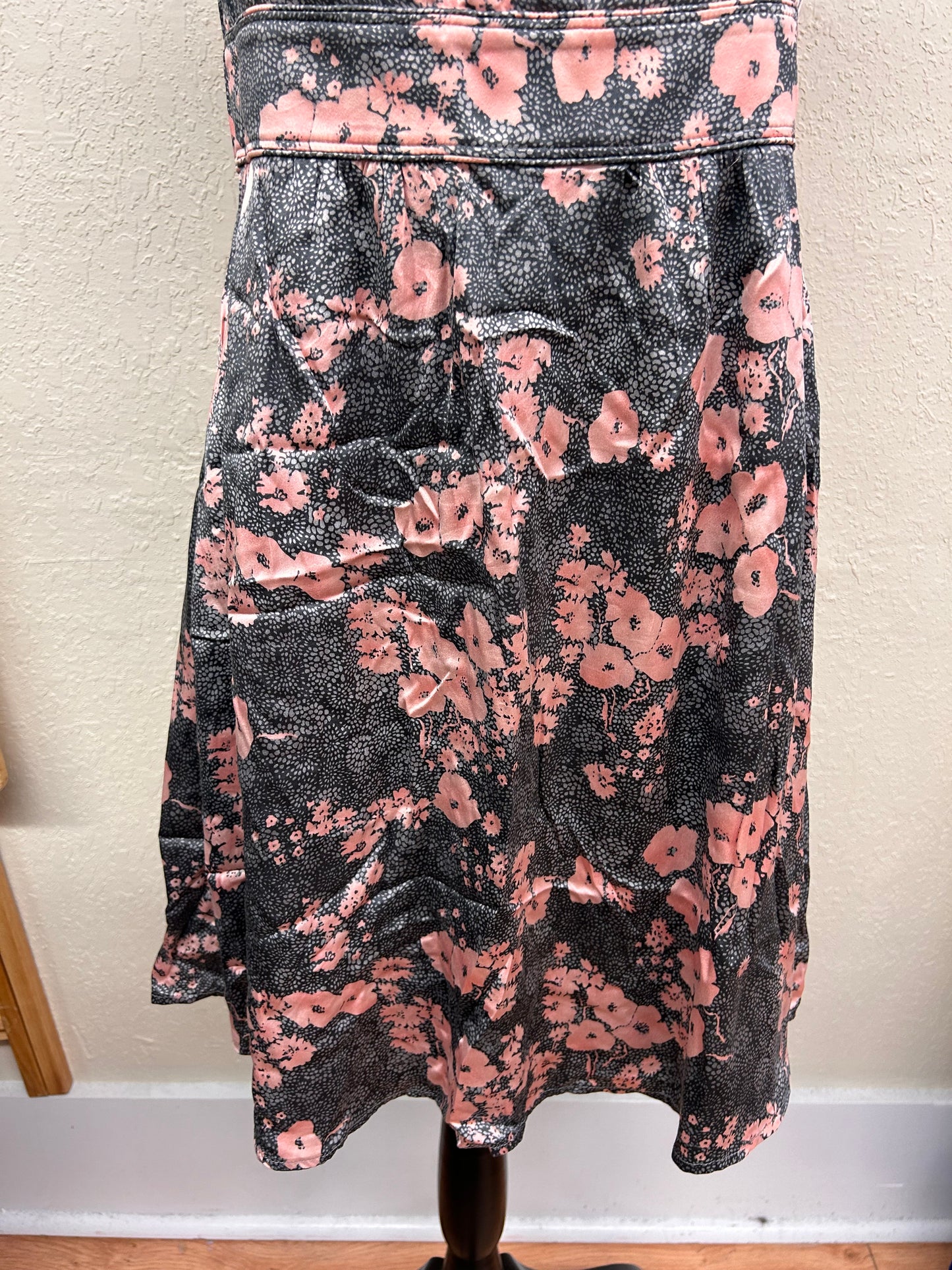 Marciano large pink & grey floral silk mini dress