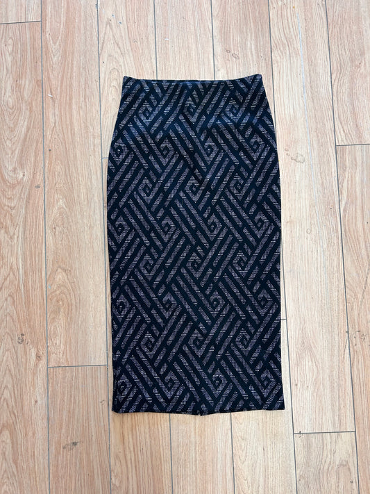 Le château 0 black geometric midi pencil skirt