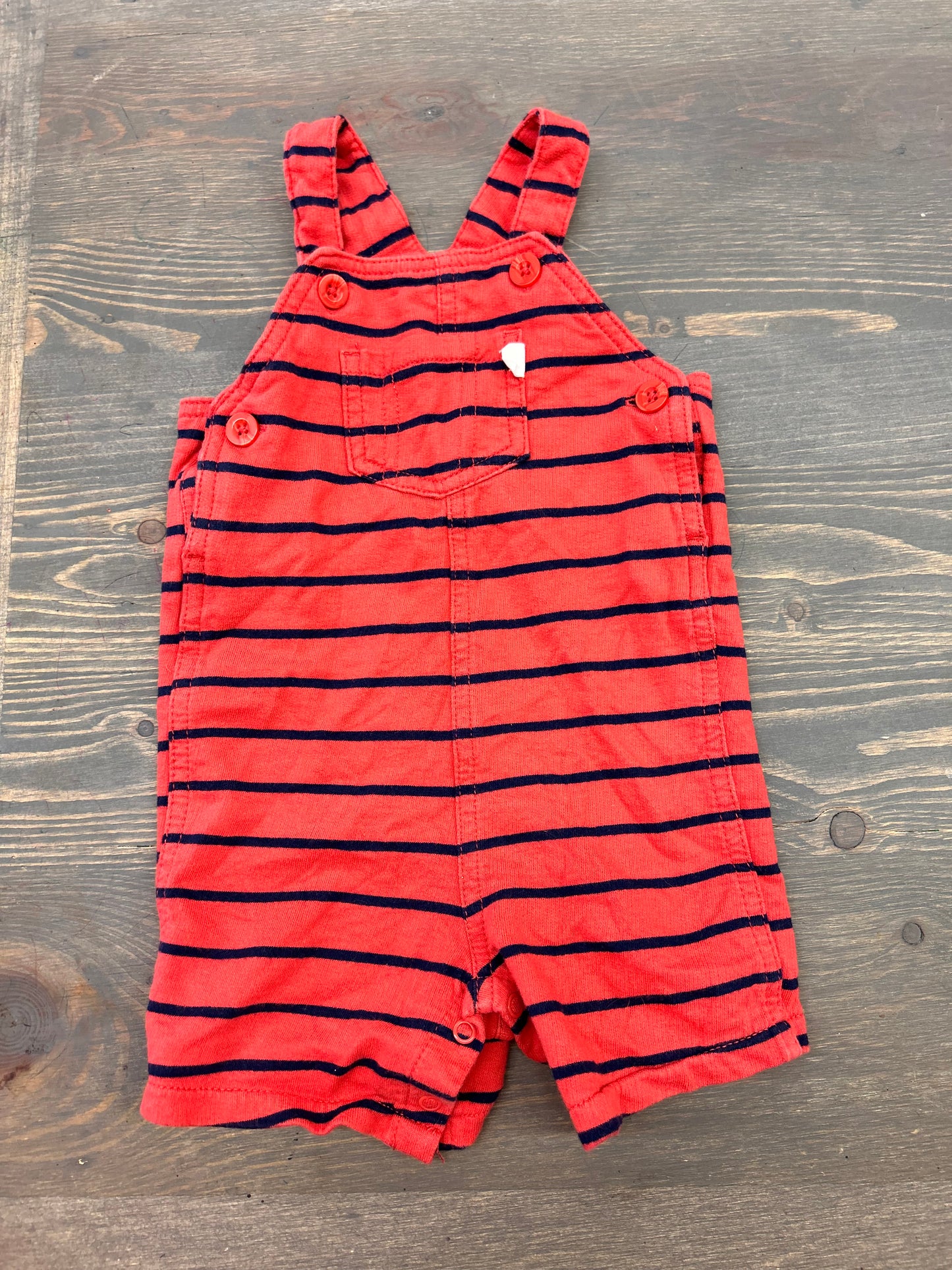 Carters 18m red & navy striped overalls