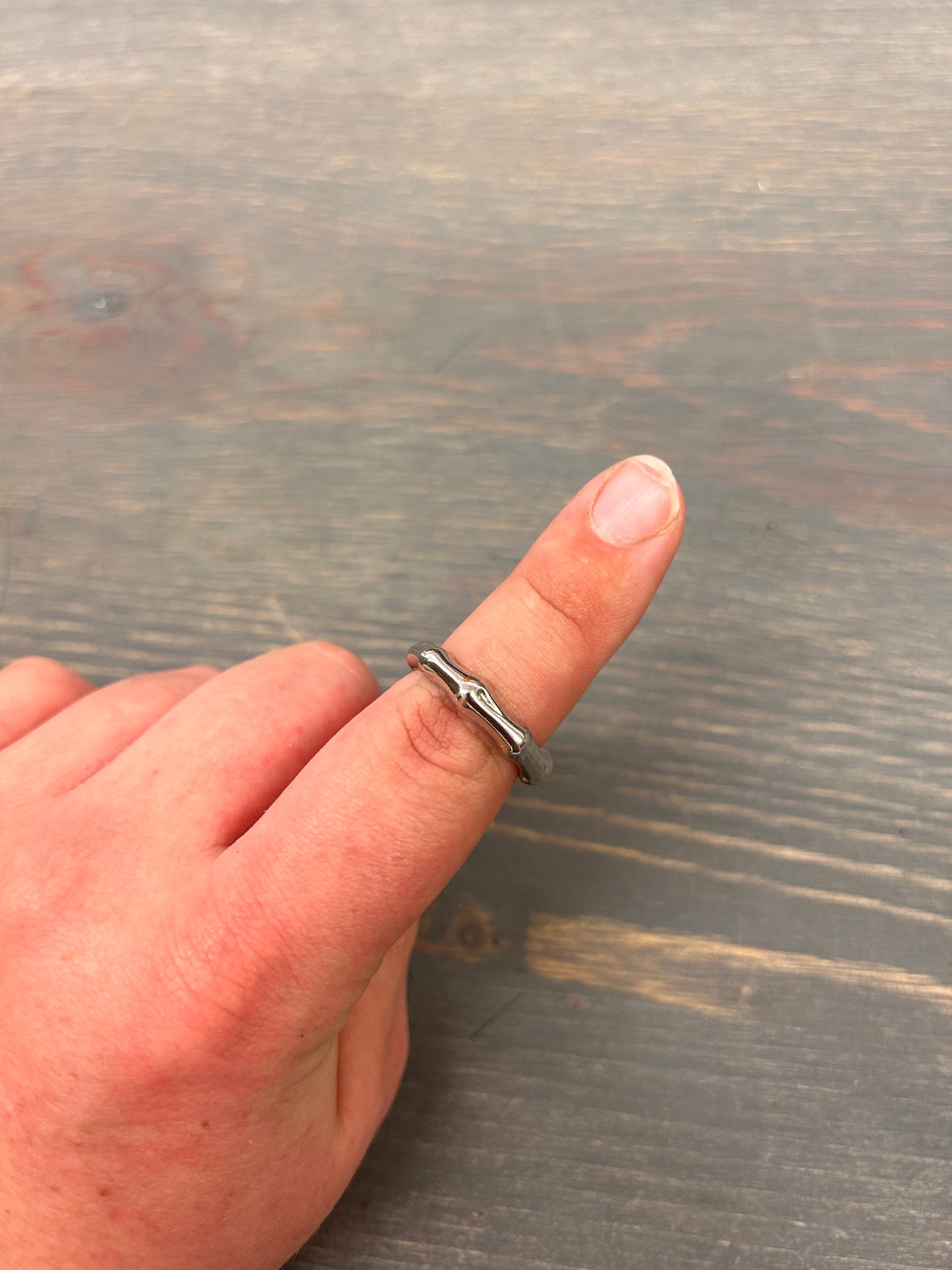 Silver geometric ring