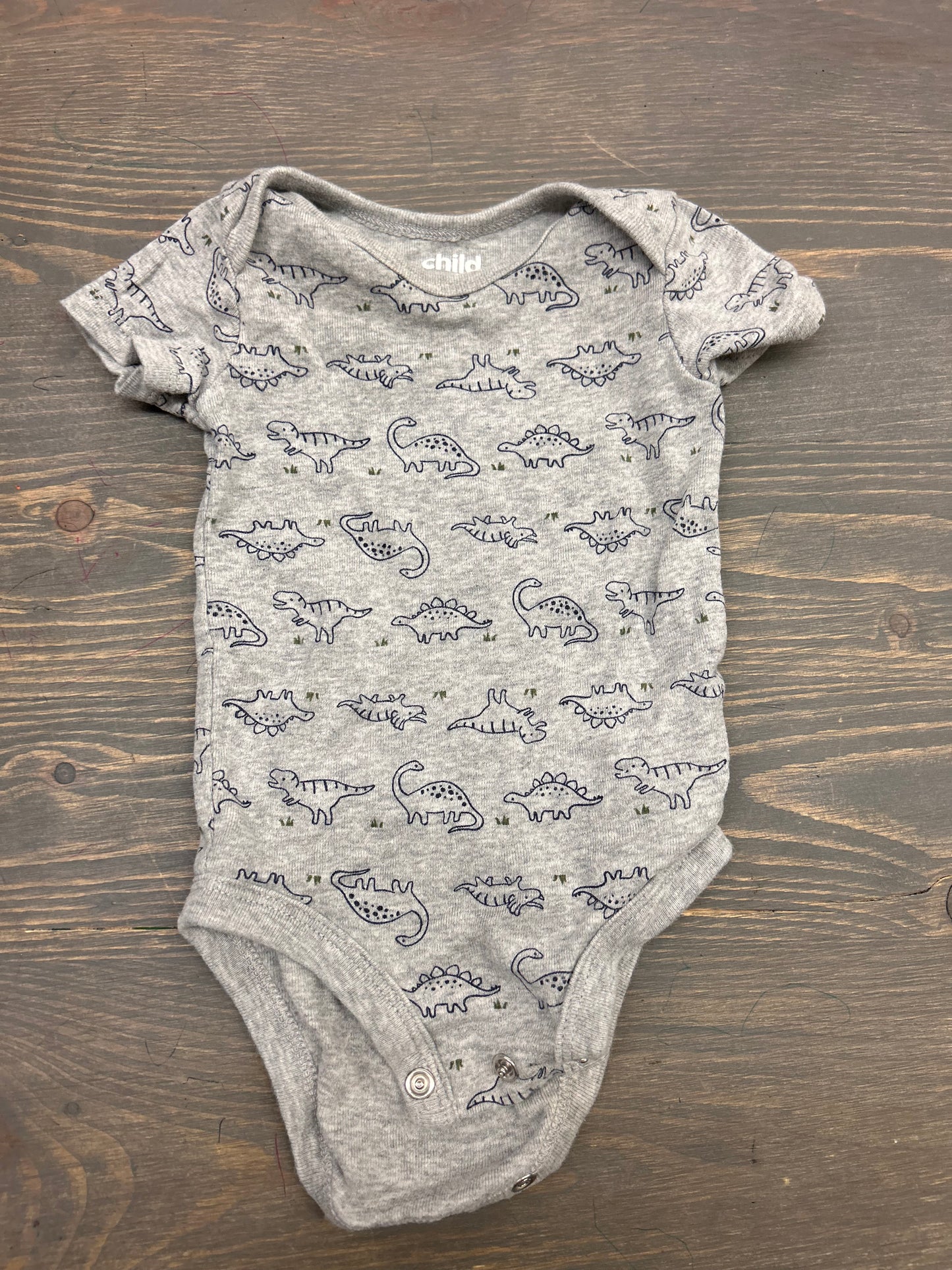 Carters 0/3m grey Dino onesie