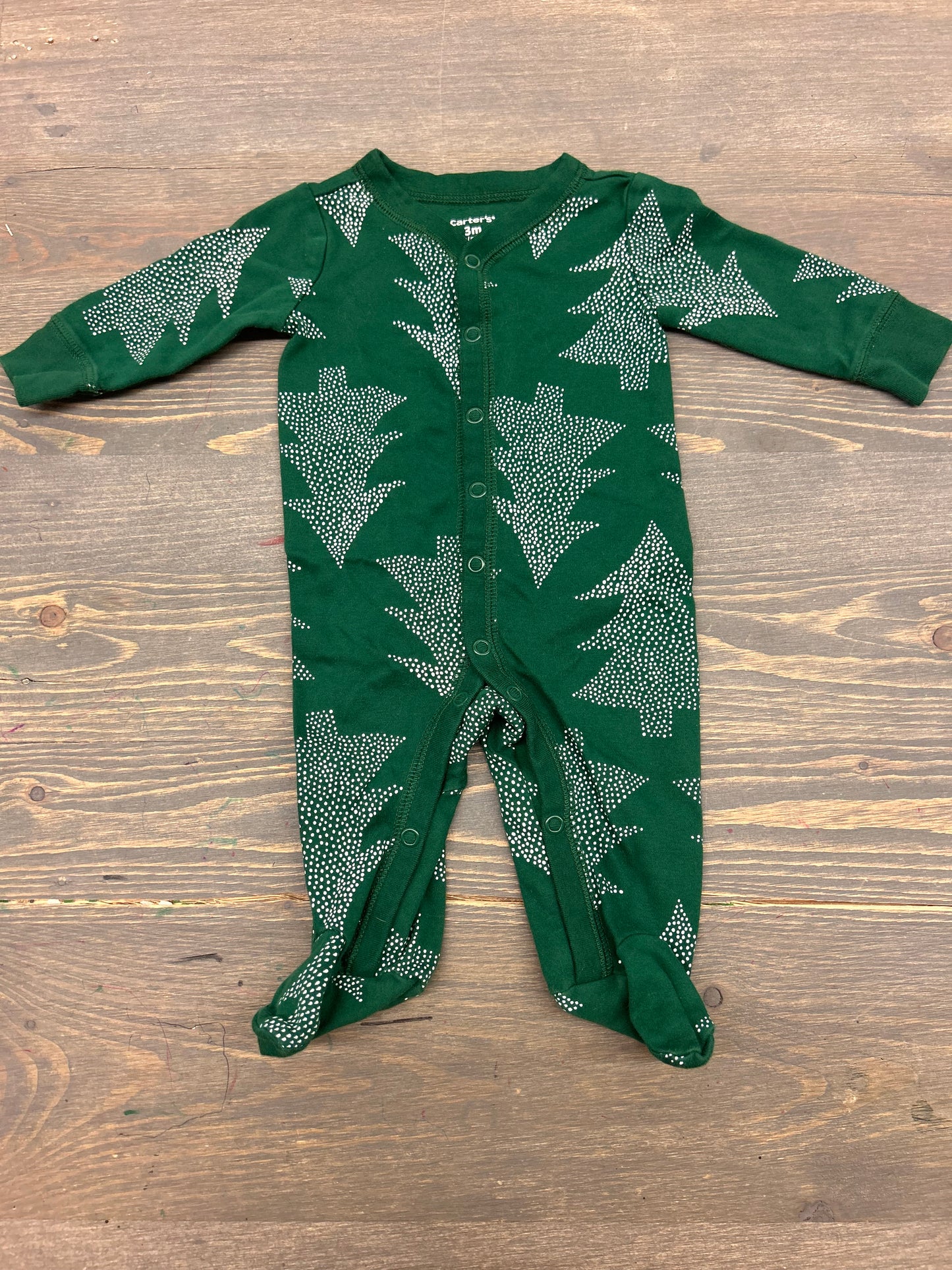 Carters 3m green tree button up sleeper