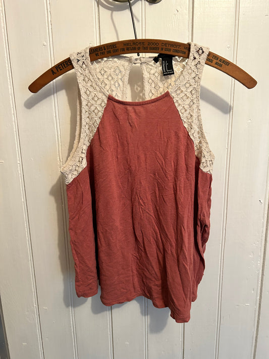 Forever 21 small pink lace tank top