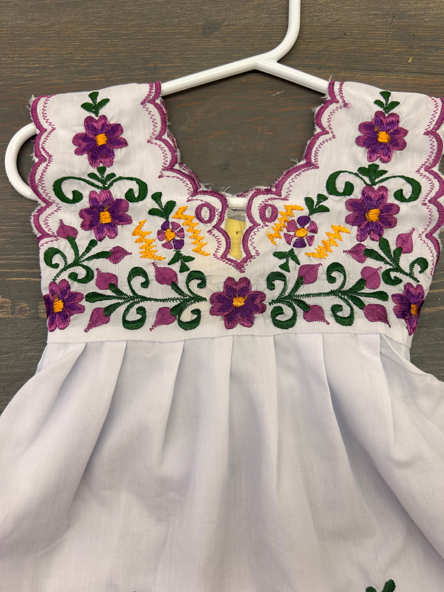 Handmade 2t tropical embroidered dress