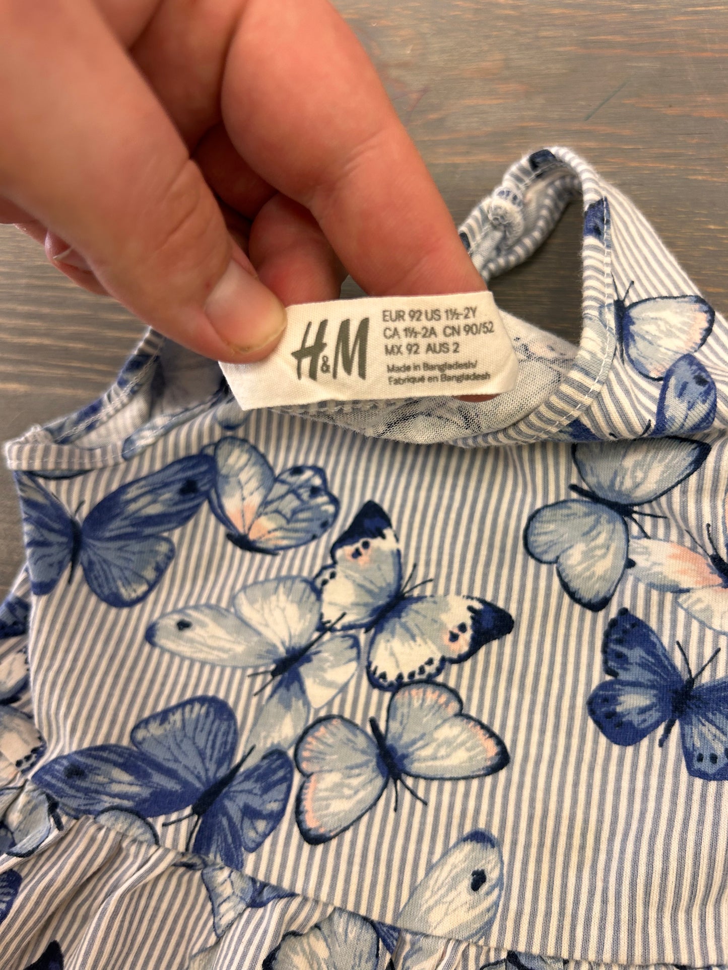 H&M 18/24m blue butterfly dress