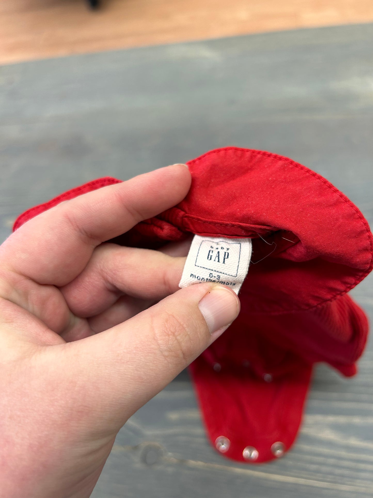 Gap 0/3m red collard onesie