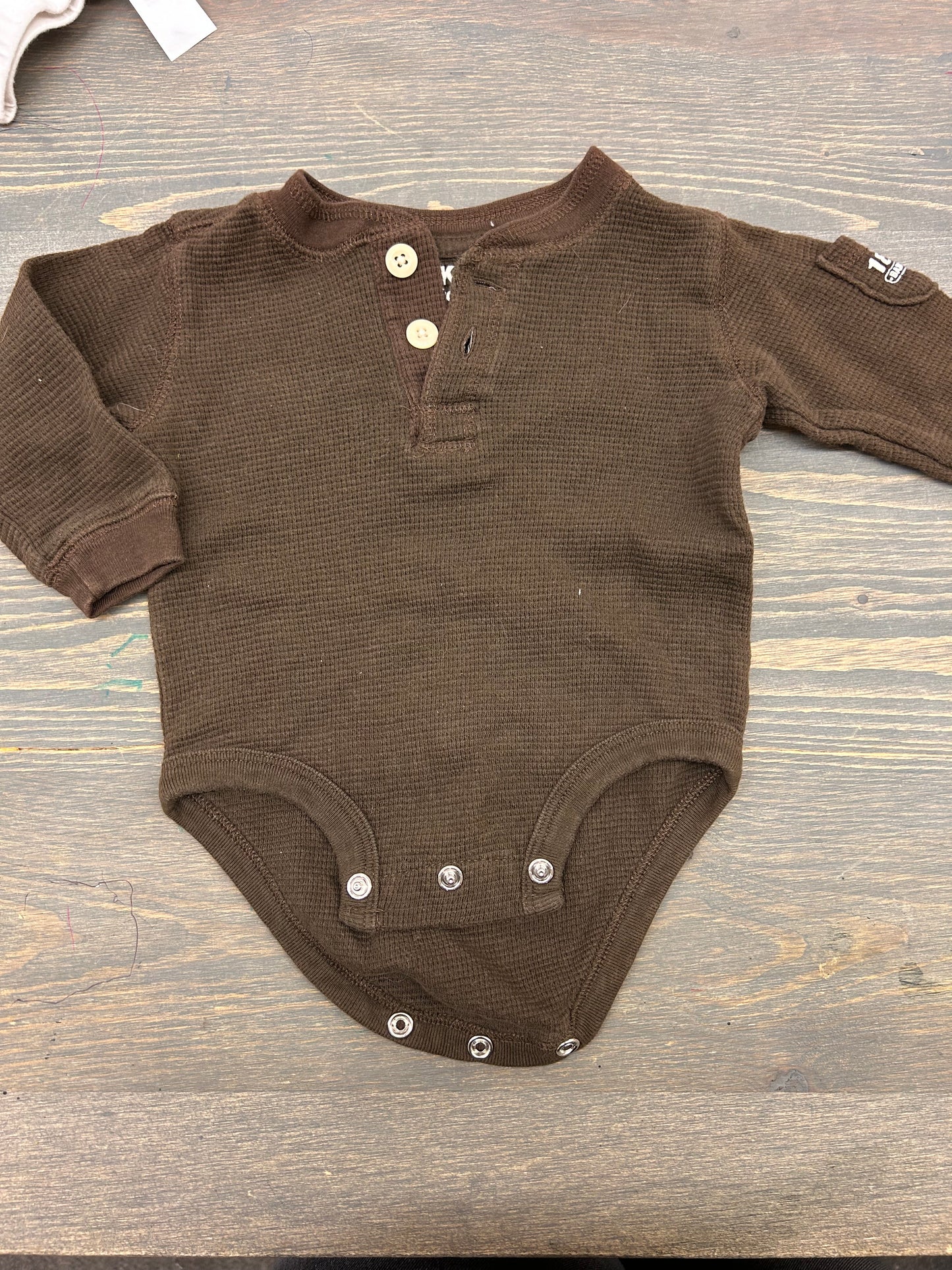 Oshkosh 9m brown waffle knit onesie