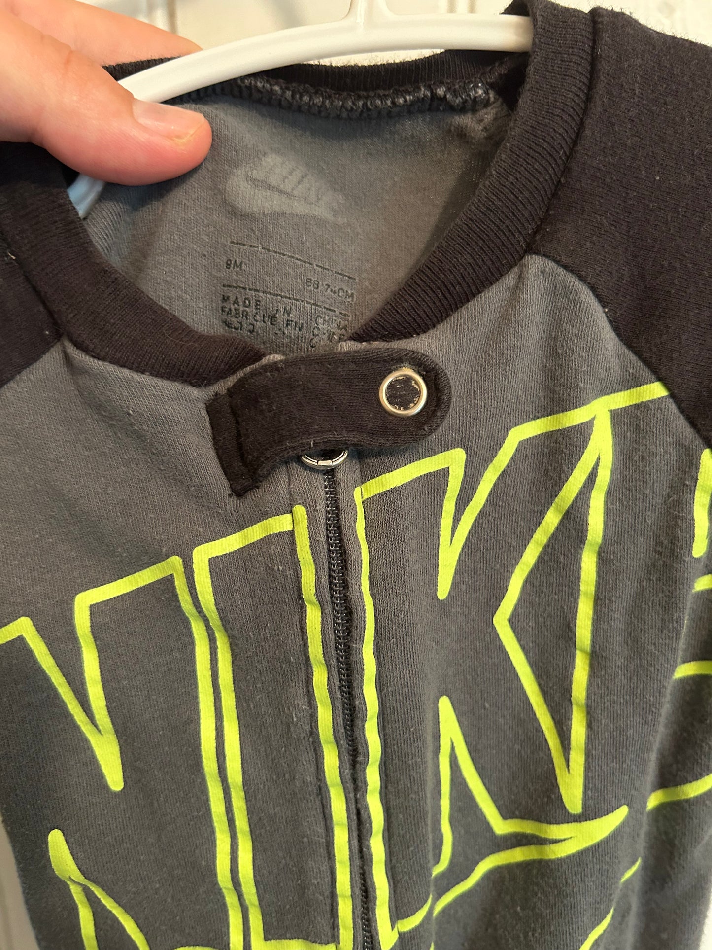 Nike 9m grey zip up sleeper